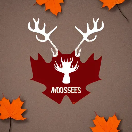 Image similar to a moose with maple leaf antlers logo, fall colors, logo