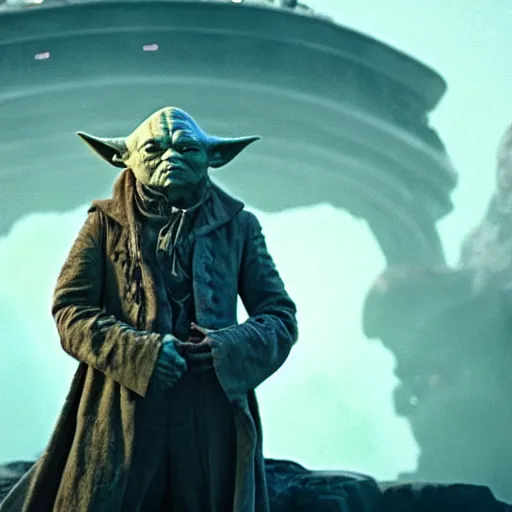 Prompt: stunning awe inspiring johnny depp playing yoda, movie still 8 k hdr atmospheric lighting