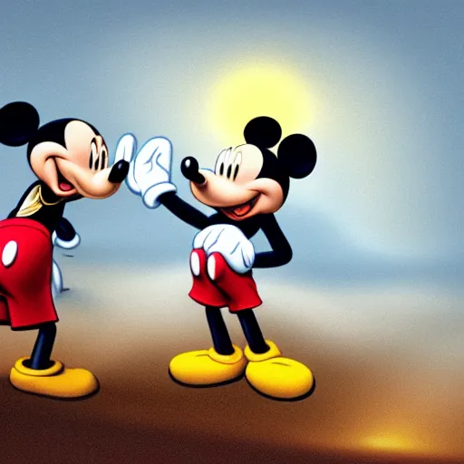 Prompt: mickey meeting jesus