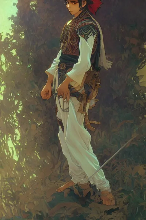 Image similar to pakistani teenage boy as an anime protagonist, fantasy, intricate, elegant, highly detailed, digital painting, artstation, concept art, smooth, sharp focus, illustration, art by gaston bussiere and alphonse mucha