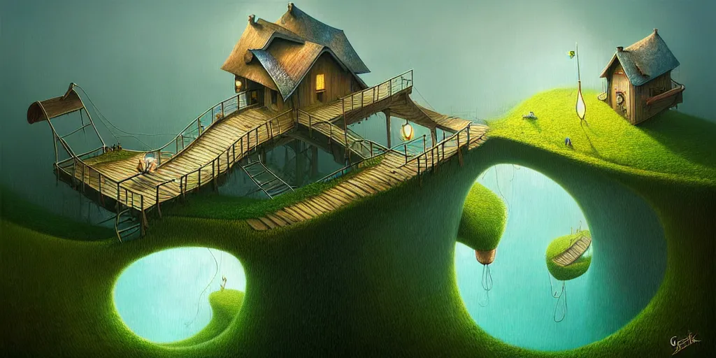 Prompt: gediminas pranckevicius waterpark painting by cinematic lighting, epic composition, highly detailed