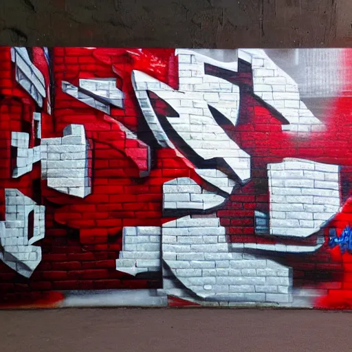 Image similar to abstract intricate 3 d fidenza red white ice style graffiti