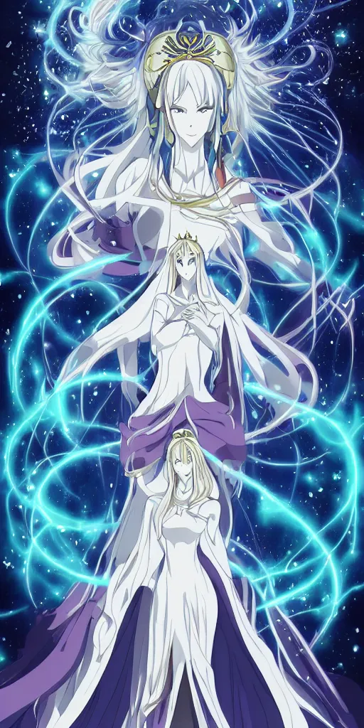 Image similar to a mystical woman priestess, the divine feminine, drawn by studio UFOTABLE,