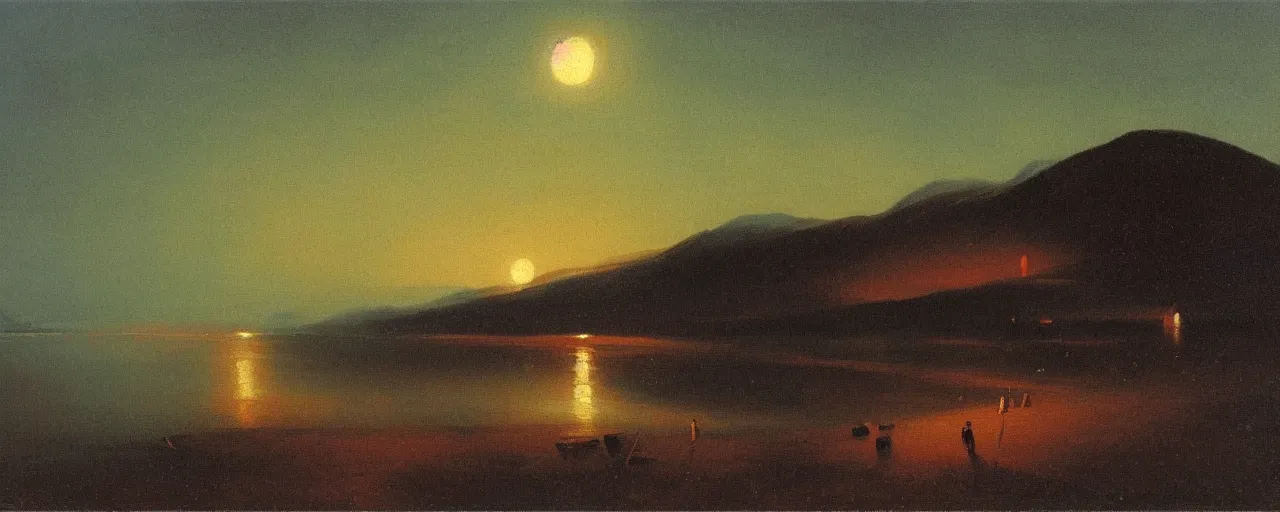 Prompt: awe inspiring arkhip kuindzhi landscape, oil painting of 1 8 0 0, krim at night, 4 k, matte