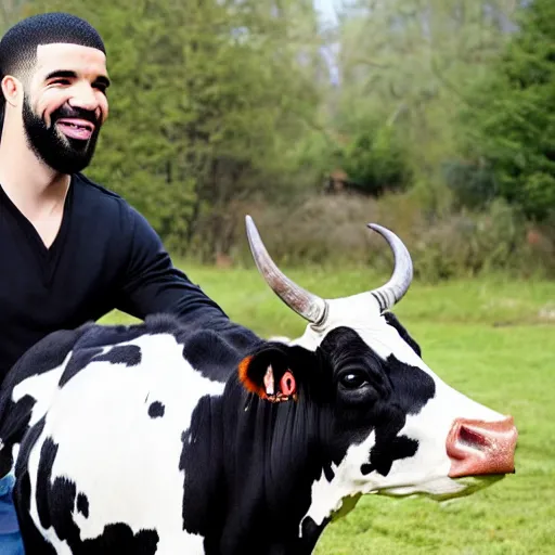 Image similar to a photo of drake with a cow