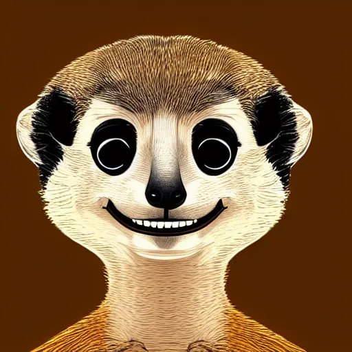 Image similar to smiling meerkat, vector illustration , trending on artstation