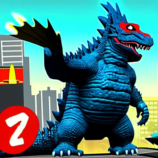 Image similar to Godzilla as a playable skin in Subway Surfers