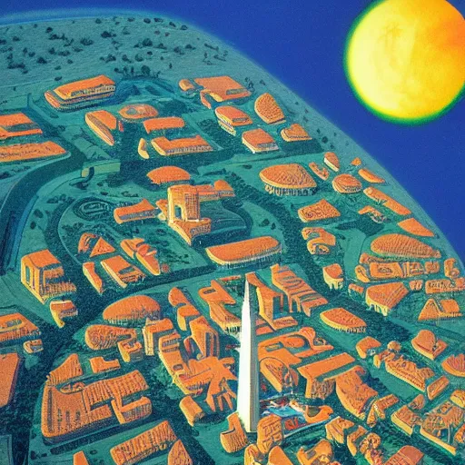 Prompt: retrofuturism print of lourmarin in the year 5 0 0 0