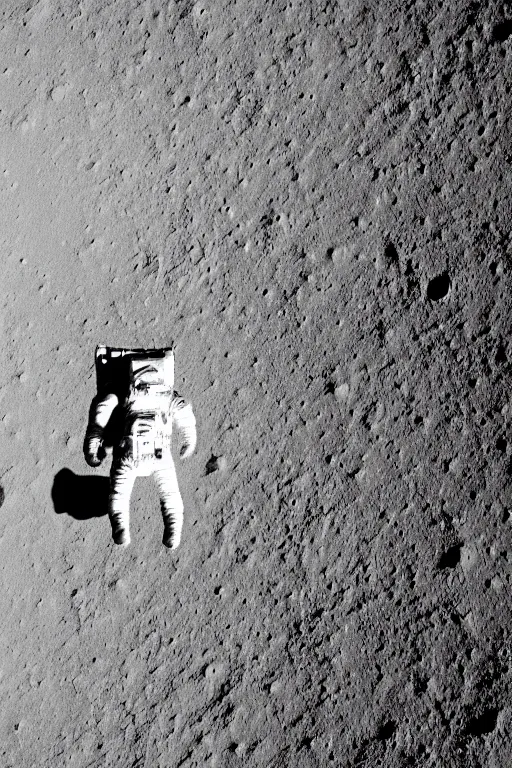 Prompt: a bottom view of an astronaut on the surface of the moon, photography, cinematic lighting, 8 k