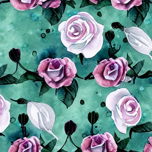 Prompt: watercolor gothic roses