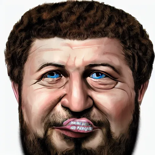 Image similar to portrait of ramzan kadyrov who became an ugly retarded lovecraftian monstrosity, photo - realistic, color image, 2 k, highly detailed