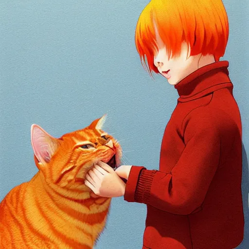 Image similar to an orange tabby gets a shot at the vet by ilya kuvshinov katsuhiro otomo