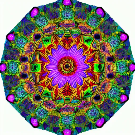 Prompt: intricate flower mandala bold colors, mandelbulb