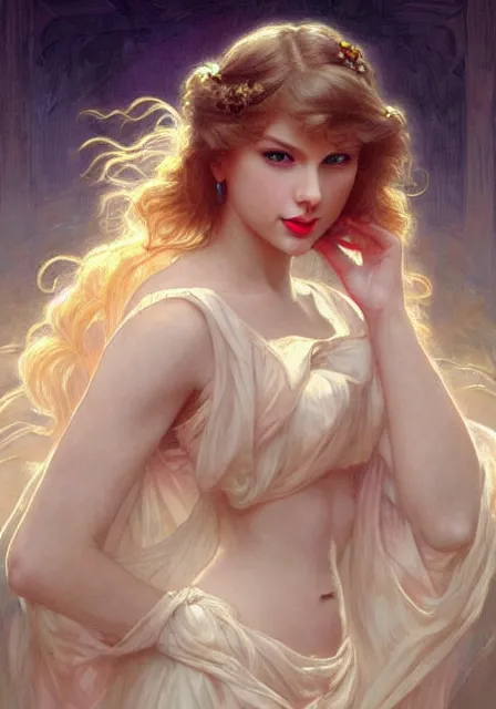 Prompt: taylor swift princess, dance, intricate, elegant, highly detailed, digital painting, artstation, concept art, smooth, sharp focus, illustration, art by artgerm and greg rutkowski and alphonse mucha and william - adolphe bouguereau