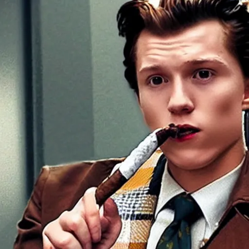 tom holland wearing a brown trenchcoat, white shirt | Stable Diffusion ...