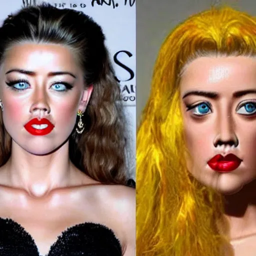 Image similar to a [ gourd ] carved shaped to look like ( amber heard ) face hybrid intercross