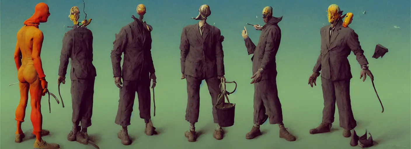 Image similar to full - body portrait surreal colorful clay fighting artstation rpg gentleman character concept art anatomy, action pose, very coherent and colorful high contrast masterpiece by norman rockwell franz sedlacek hieronymus bosch dean ellis simon stalenhag rene magritte gediminas pranckevicius, dark shadows, sunny day, hard lighting, reference sheet white! background