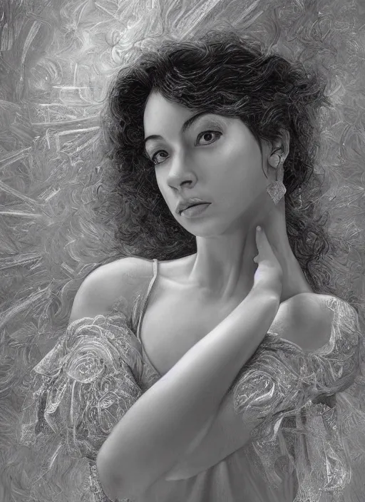 Prompt: hyperrealistic photography of a highly detailed and symmetrical gorgeous hispanic female ballerina in the style of vargas and wlop, highly detailed, face symmetry, highly realistic hands, masterpiece, award - winning, sharp focus, intricate concept art, ambient lighting, 8 k, artstation