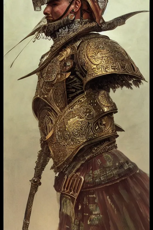 Image similar to ultra realistic illustration, ottoman warrior in clockpunk style armor from 1 9 3 2, sci - fi, fantasy, intricate, elegant, highly detailed, digital painting, artstation, concept art, smooth, sharp focus, illustration, art by artgerm and greg rutkowski and alphonse mucha