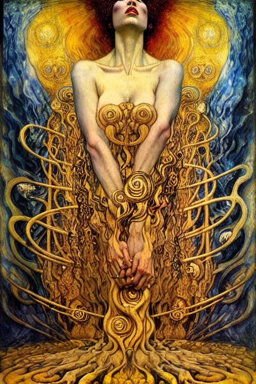 Image similar to Divine Chaos Engine by Karol Bak, Jean Delville, William Blake, Gustav Klimt, and Vincent Van Gogh, symbolist, visionary