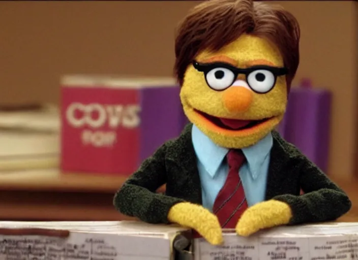 Image similar to film still of Dwight Schrute as a muppet from The Office, 4k