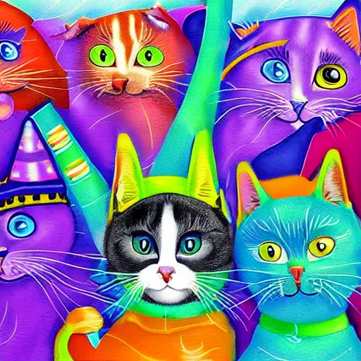 Image similar to cats party digital art