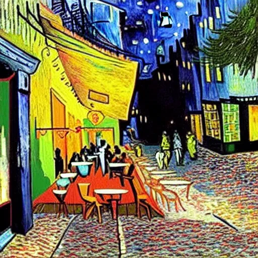 Image similar to a vincent van gogh painting of streets of rage 2