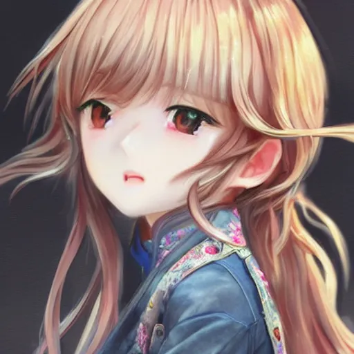 Image similar to dynamic composition, motion, ultra-detailed, incredibly detailed, a lot of details, amazing fine details and brush strokes, colorful and grayish palette, smooth, HD semirealistic anime CG concept art digital painting, watercolor oil painting of a young C-Pop idol girl, by a Chinese artist at ArtStation, by Huang Guangjian, Fenghua Zhong, Ruan Jia, Xin Jin and Wei Chang. Realistic artwork of a Chinese videogame, gradients, gentle an harmonic grayish colors.