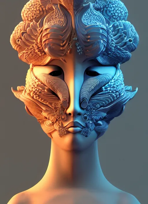 Prompt: 3 d goddess medium shot profile portrait. beautiful intricate highly detailed korean gumiho mask and traditional korean hanbok. stingray, magpie, bioluminescent, plasma, lava, ice, water, wind, creature, fog, artwork by tooth wu and wlop and beeple and greg rutkowski, 8 k trending on artstation,