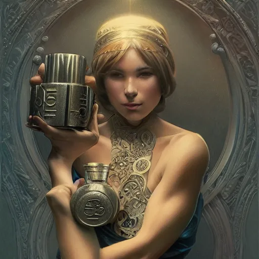 Image similar to Dumbbell, intricate, elegant, highly detailed, digital painting, artstation, concept art, smooth, sharp focus, illustration, art by artgerm and greg rutkowski and alphonse mucha