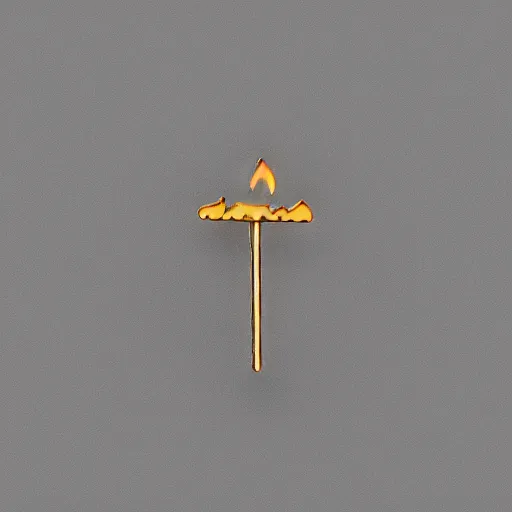 Prompt: a photo of a retro minimalistic plain fire flames enamel pin, studio lighting, behance