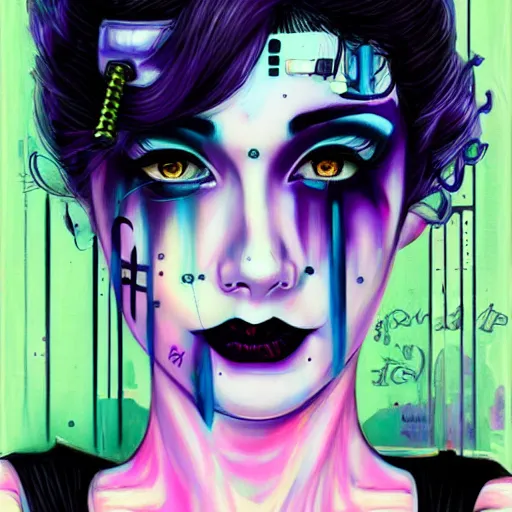 portrait of a 1 9 2 0 style cyberpunk pinup girl by | Stable Diffusion