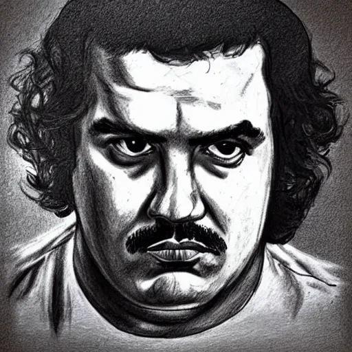 Image similar to sketch of pablo escobar played by wagner moura in narcos covering his face with a bandana, insanely detailed drawing