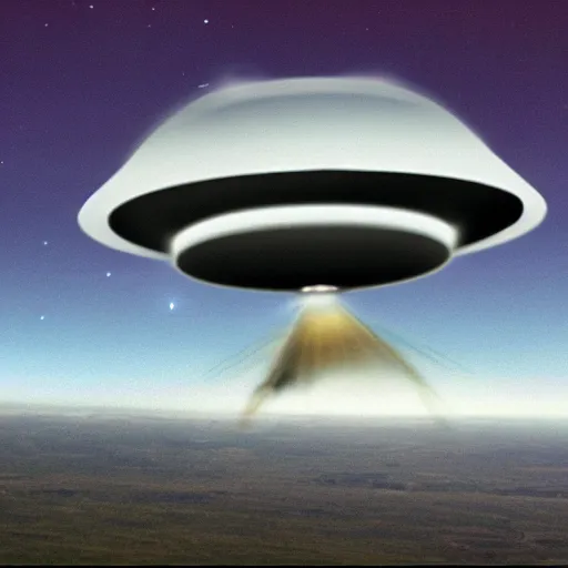 Illustration Dream about UFO or spaceship, photorealistic UFO in the sky