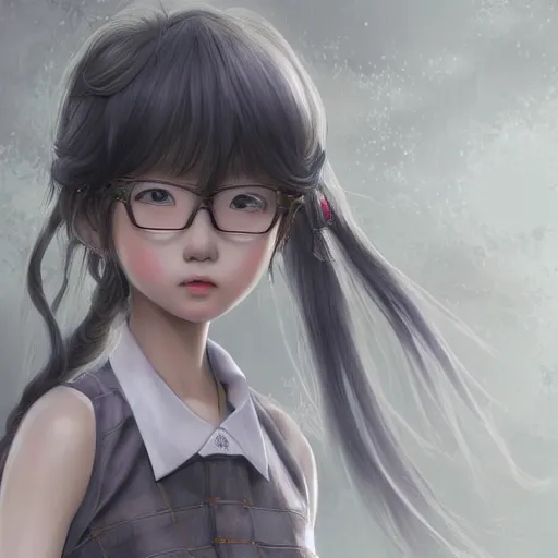 Image similar to ultra-detailed, amazing details, grayish palette, HD semirealistic anime CG concept art digital painting of a Japanese schoolgirl, by a Chinese artist at ArtStation, by Huang Guangjian, Fenghua Zhong, Ruan Jia, Xin Jin and Wei Chang. Realistic artwork of a Chinese videogame, gentle an harmonic colors.