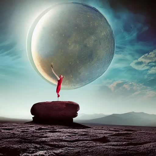 Prompt: circus on the surface of the moon, landscape, magical, warm light, photo realistic