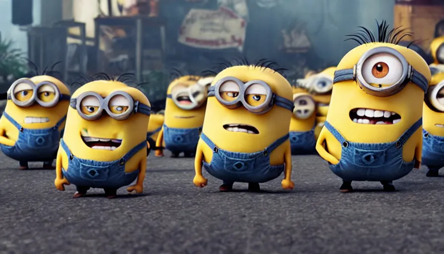 Image similar to fight club!!!, fight club!!!((the minions)), movie still