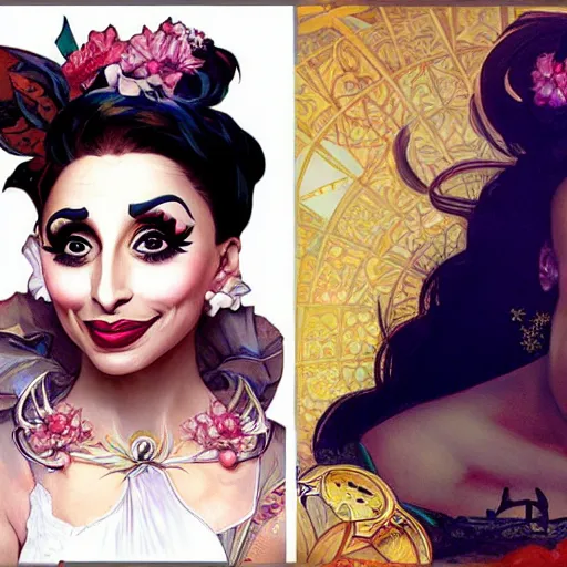 Image similar to bianca del rio, painting by artgerm and greg rutkowski and alphonse mucha