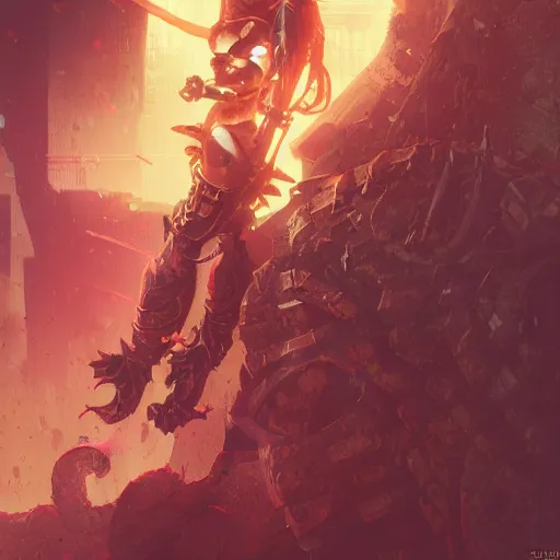 Image similar to isometric Dead Space Diablo action game cyborg viking berserker knight by artgerm, greg rutkowski, alphonse mucha, cgsociety and beeple highly detailed, sharp focus, cinematic lighting, illustration, art, octane render, Unreal Engine Lumen, very coherent. cinematic, hyper realism, high detail, octane render, 8k