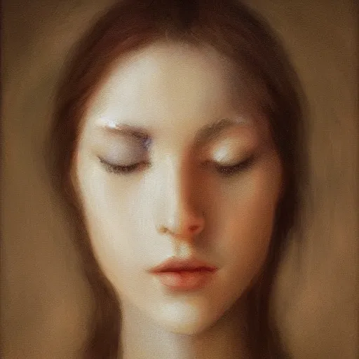 Image similar to close portrait of a beautiful mysterious elegant moth, oil on canvas, romanticism style, natural, mood lighting, dramatic, dreamlike, painterly, peaceful, digital art, highly detailed, trending on artstation