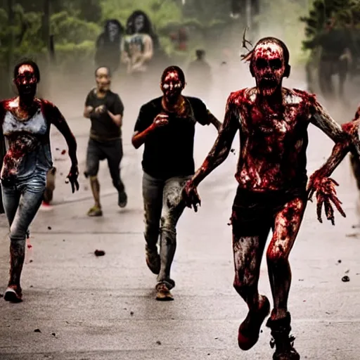 Prompt: zombie apocalipse in são Paulo, cinematic realistic, people running, fear
