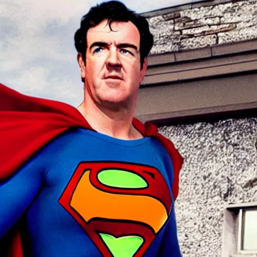 Prompt: film still of jeremy clarkson as superman