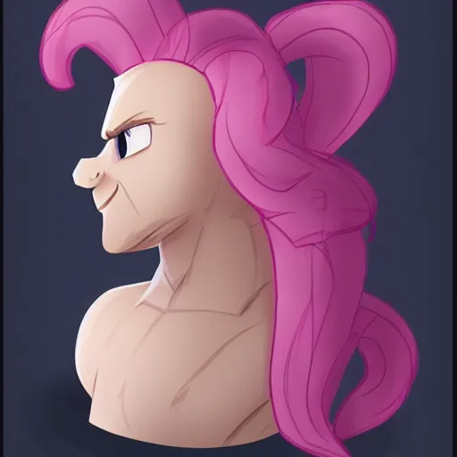 Image similar to man in the process of morphing into Pinkie Pie from My Little Pony, man turning into pony, trending on artstation