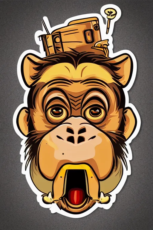 Image similar to Portrait of a Monkey, mafia, gangster, sticker, colorful, illustration, highly detailed, simple, smooth and clean vector curves, no jagged lines, vector art, smooth