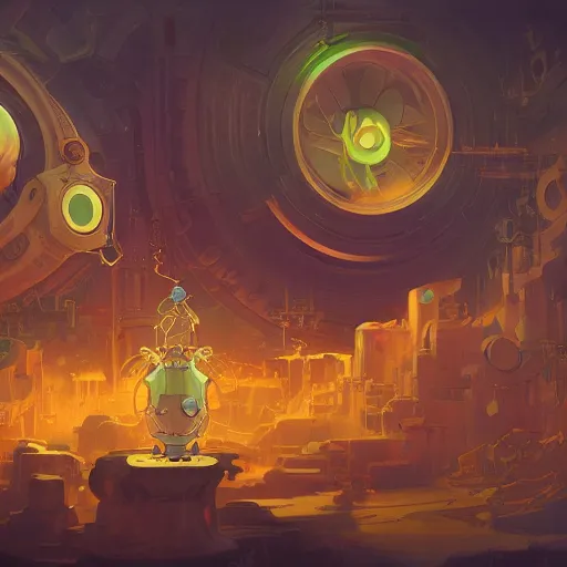 Image similar to hadron antimatter vacuum reactor illustration by Renato muccillo and Andreas Rocha and Johanna Rupprecht + dofus colors, wakfu colors + symmetry + greco-roman art, intricate ink illustration, intricate complexity, epic composition, magical atmosphere + wide long shot, wide angle + masterpiece, trending on artstation