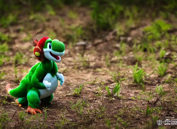 Image similar to wildlife photo of real life yoshi in the wild, 8 k, 8 5 mm f 5. 6