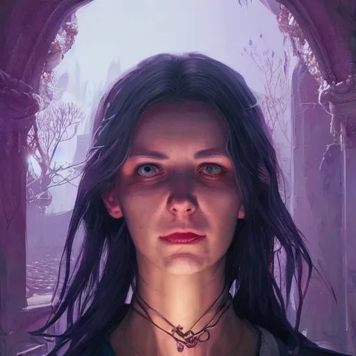 Image similar to highly detailed portrait, female necromancer, in gta v, stephen bliss, unreal engine, fantasy art by greg rutkowski, loish, rhads, ferdinand knab, makoto shinkai and lois van baarle, ilya kuvshinov, rossdraws, tom bagshaw, global illumination, radiant light, detailed and intricate environment