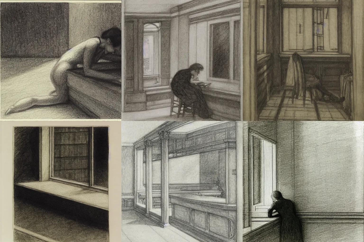 Prompt: uncontrollable. pencil drawing by edward hopper, arthur rackham