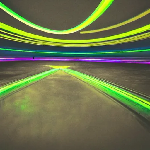 Prompt: break dancer made of neon lights, long exposure shot, tron, fog, water on the ground, cinematic view from lower angle, design, adobe