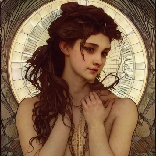 Image similar to beautiful woman turning into a skeleton, intricate, art by artgerm and greg rutkowski and alphonse mucha and william - adolphe bouguereau, high detailed, 4 k,